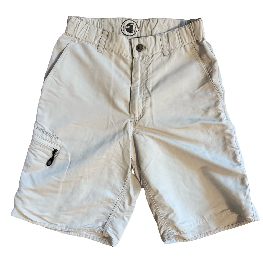 Patagonia Men's Nylon Outdoor Hiking Shorts Khaki Beige Side Zip Pocket X-Small‎